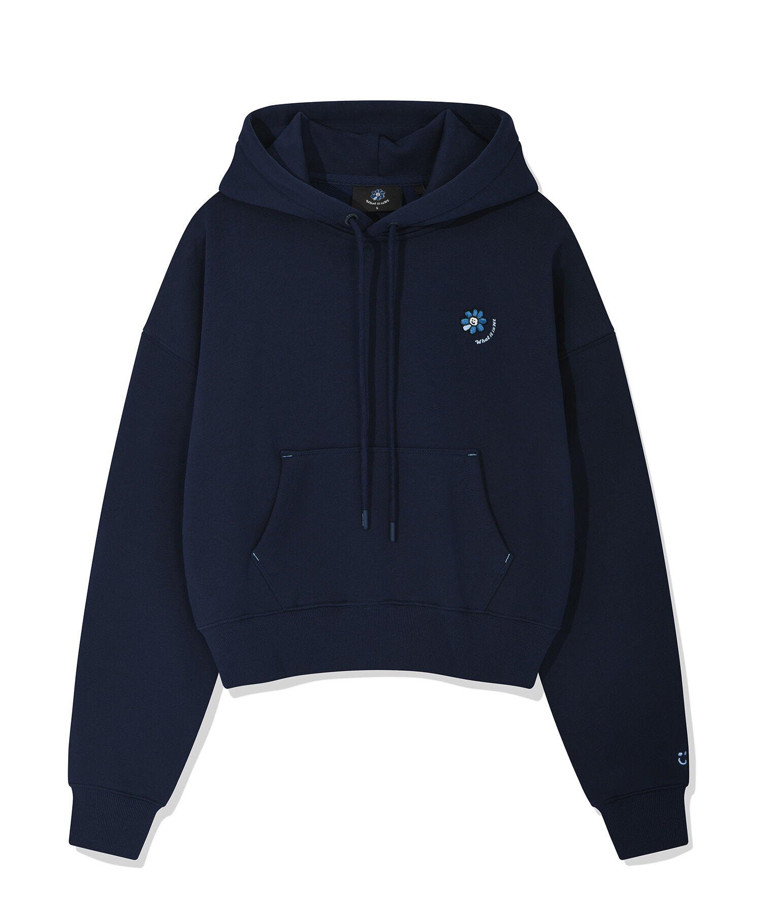 【30/8截單！限時優惠預訂】韓國 WHAT IT ISN'T WOMEN FLORY WAPPEN CROP HOODIE（4色）