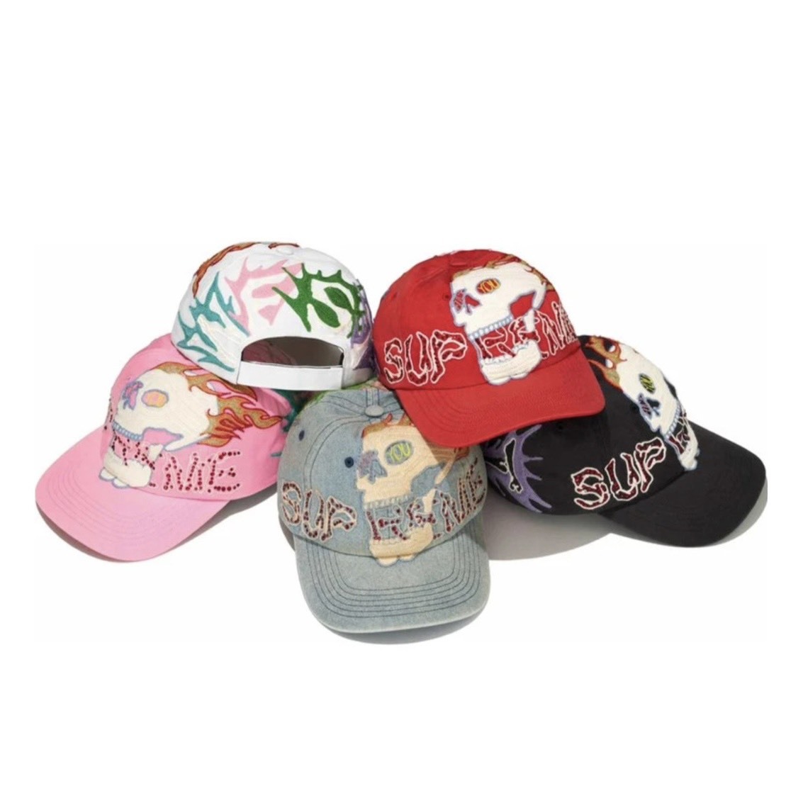 -(B05)-SUPREME WFST 6-PANEL CAP FW26 滿版 六分割帽 水鑽 骷髏 黑色/藍色/紅色/白色/粉色-FW26H57