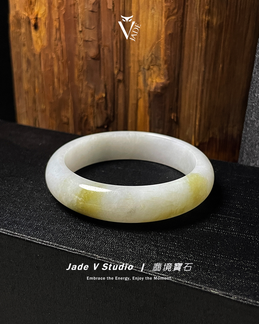 【JadeV｜翡境寶石】白底焦糖 翡翠 平安鐲
