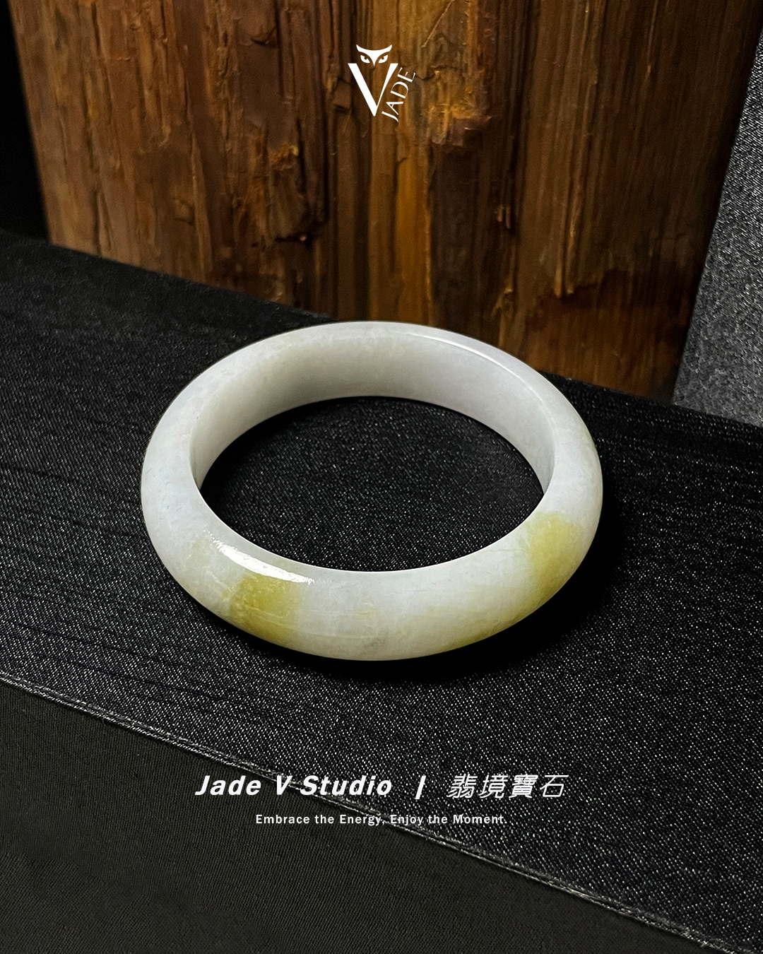 【JadeV｜翡境寶石】白底焦糖 翡翠 平安鐲
