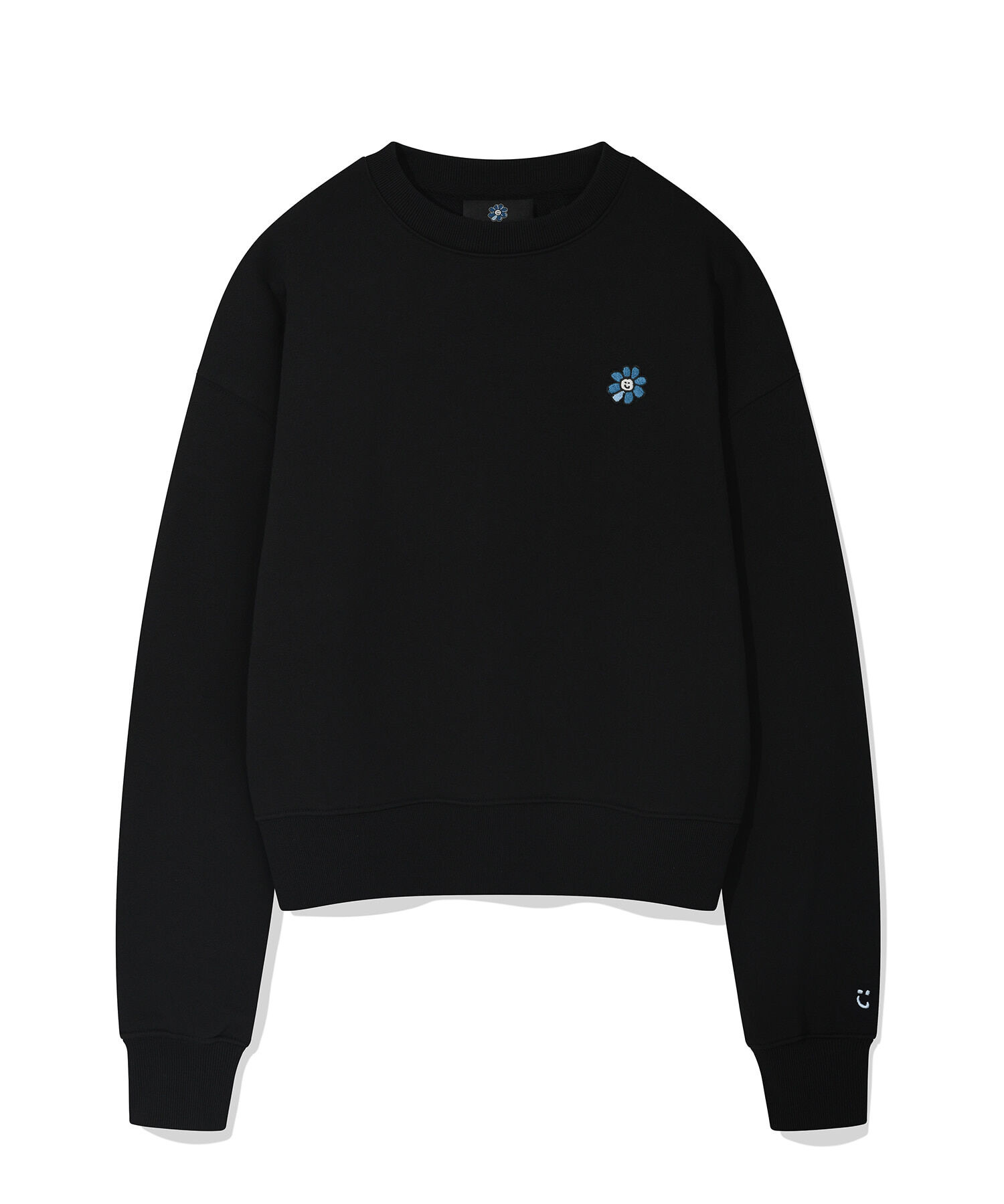【30/8截單！限時優惠預訂】韓國 WHAT IT ISN'T WOMEN FLORY WAPPEN CROP SWEATSHIRT（4色）