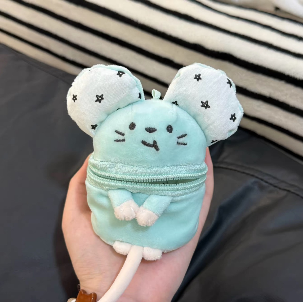 星星耳朵小老鼠毛絨耳機包 零錢收納包 掛件