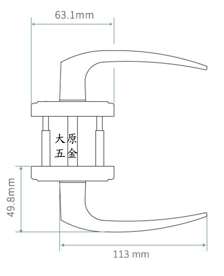 防火水平鎖 LF603T 加安牌 尺寸圖