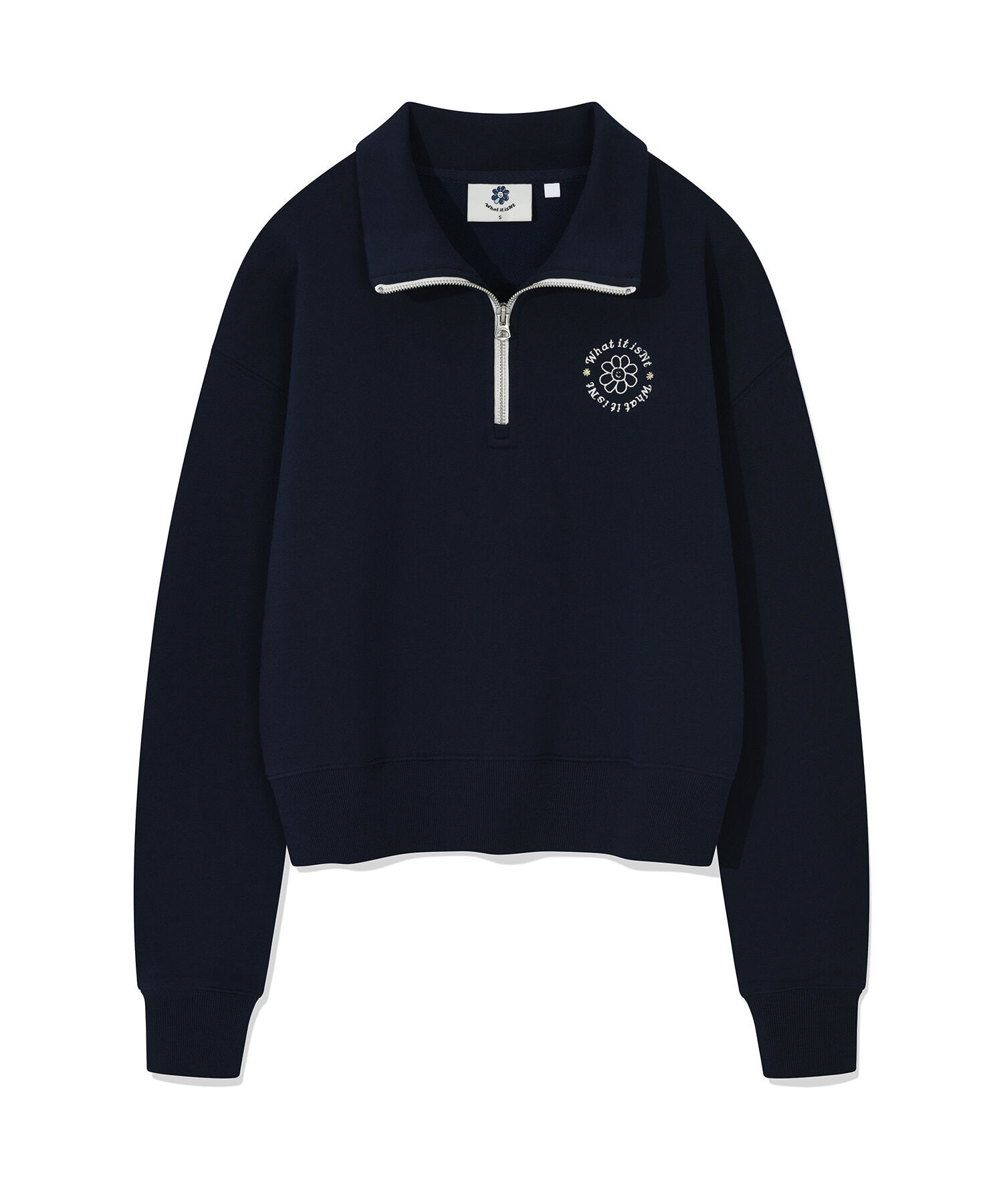 【優惠現貨】韓國 WHAT IT ISN'T WOMEN FLORY HALF ZIP-UP SWEATSHIRT（3色）