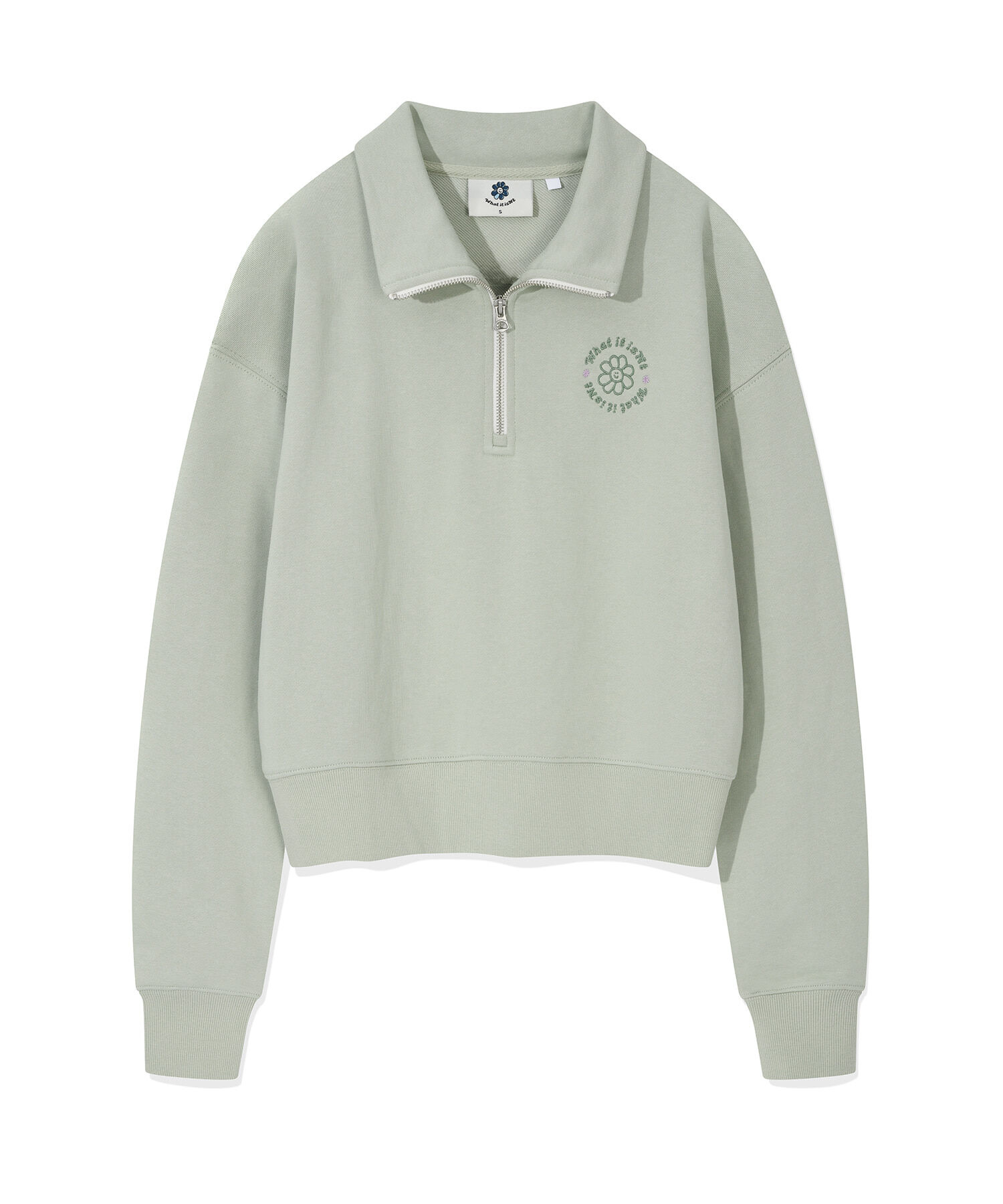 【優惠現貨】韓國 WHAT IT ISN'T WOMEN FLORY HALF ZIP-UP SWEATSHIRT（3色）