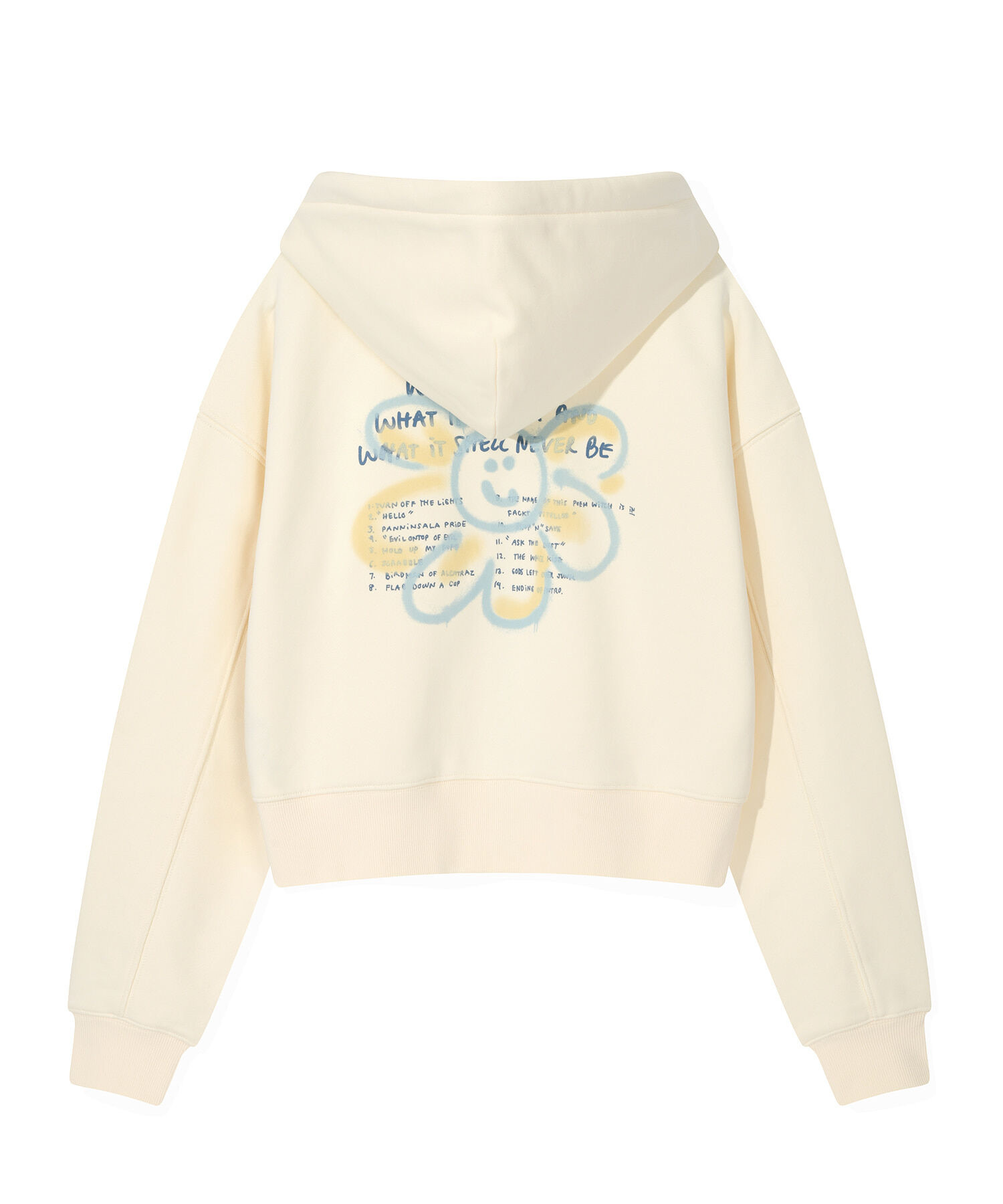 【隨時截單！限時優惠預訂】韓國 WHAT IT ISN'T WOMEN FLORY GRAPHIC CROP ZIP-UP HOODIE（3色）
