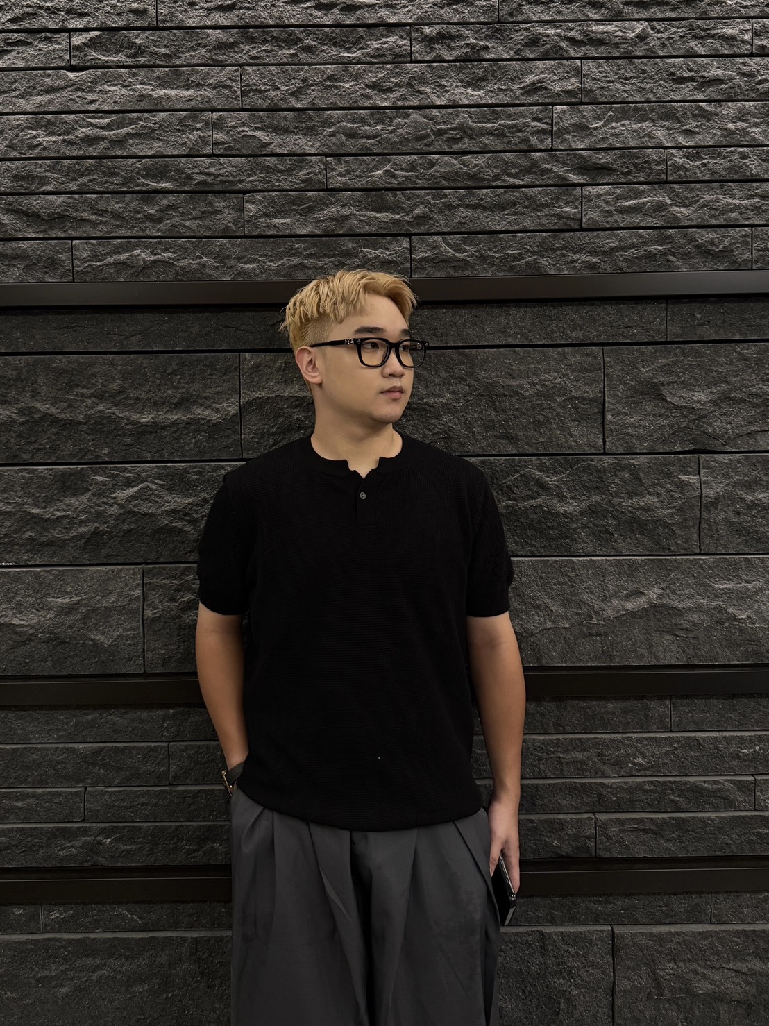 『RB』韓系亨利領鬆餅格上衣