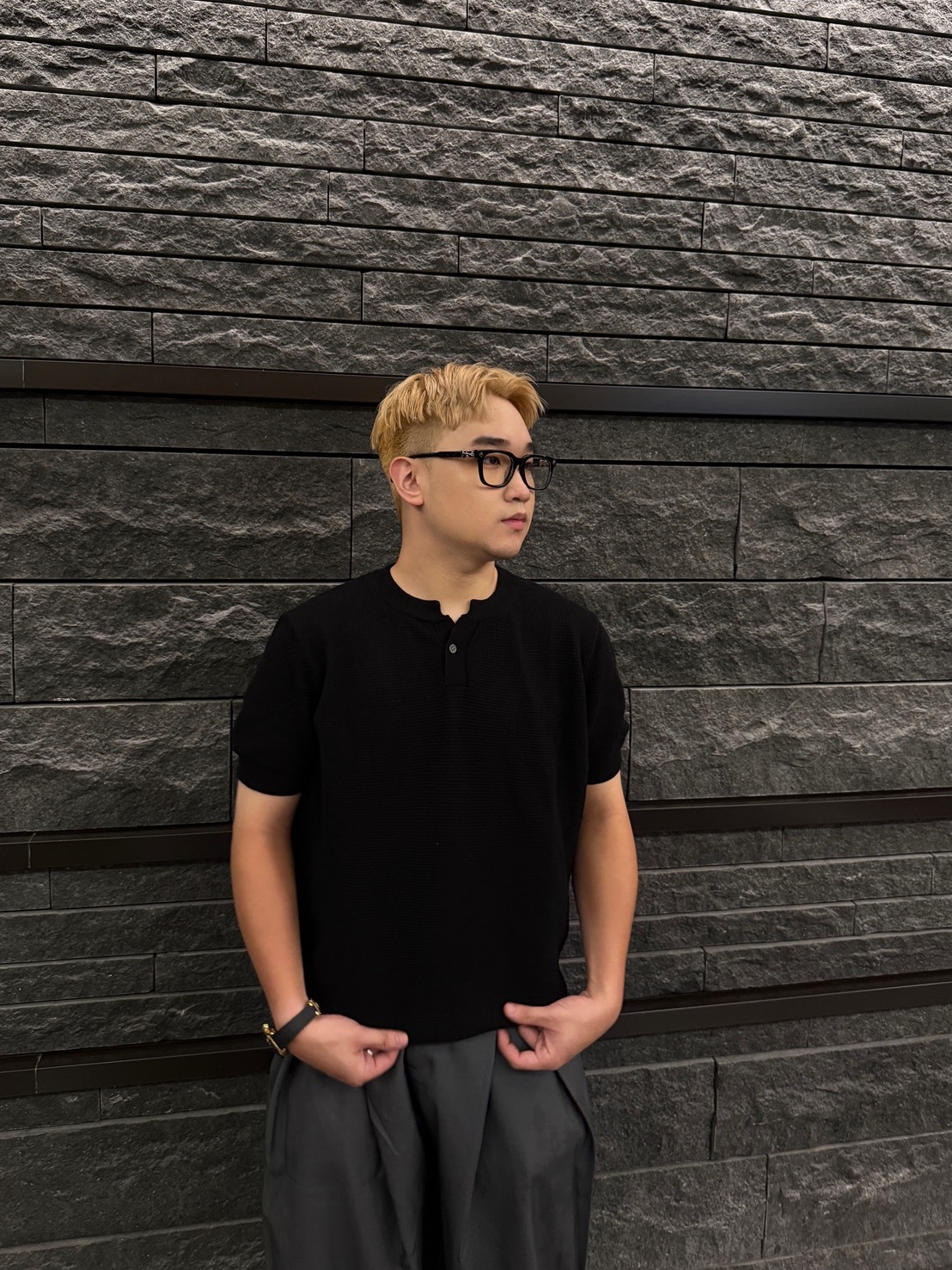 『RB』韓系亨利領鬆餅格上衣