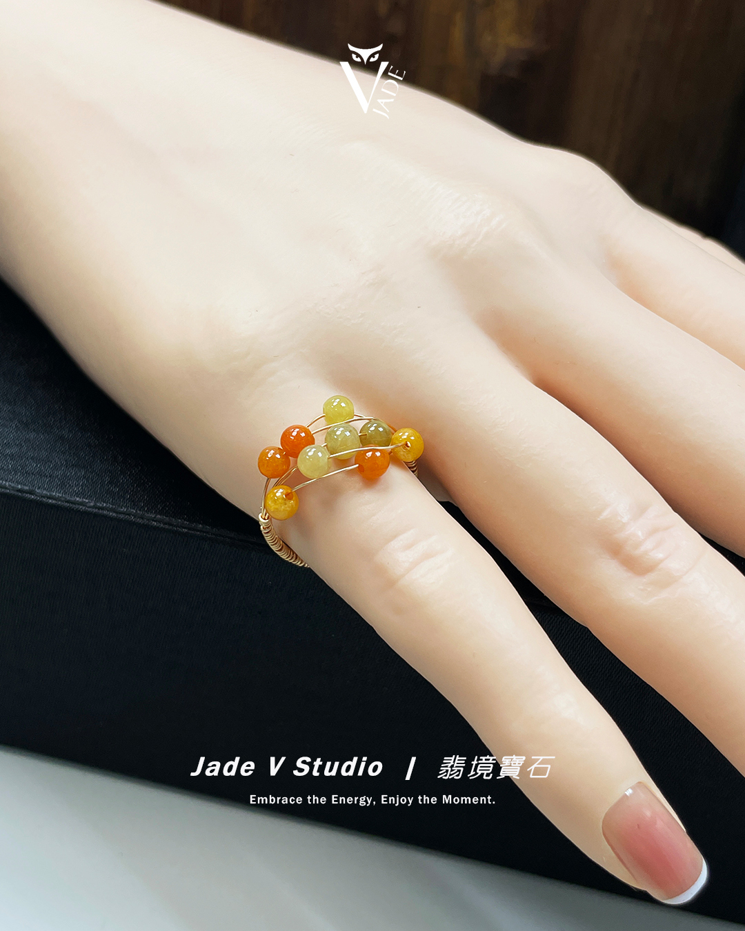 【JadeV｜翡境寶石】設計款｜黎小姐手作 § 紅翡⌖黃翡⌖銅線編織 戒指