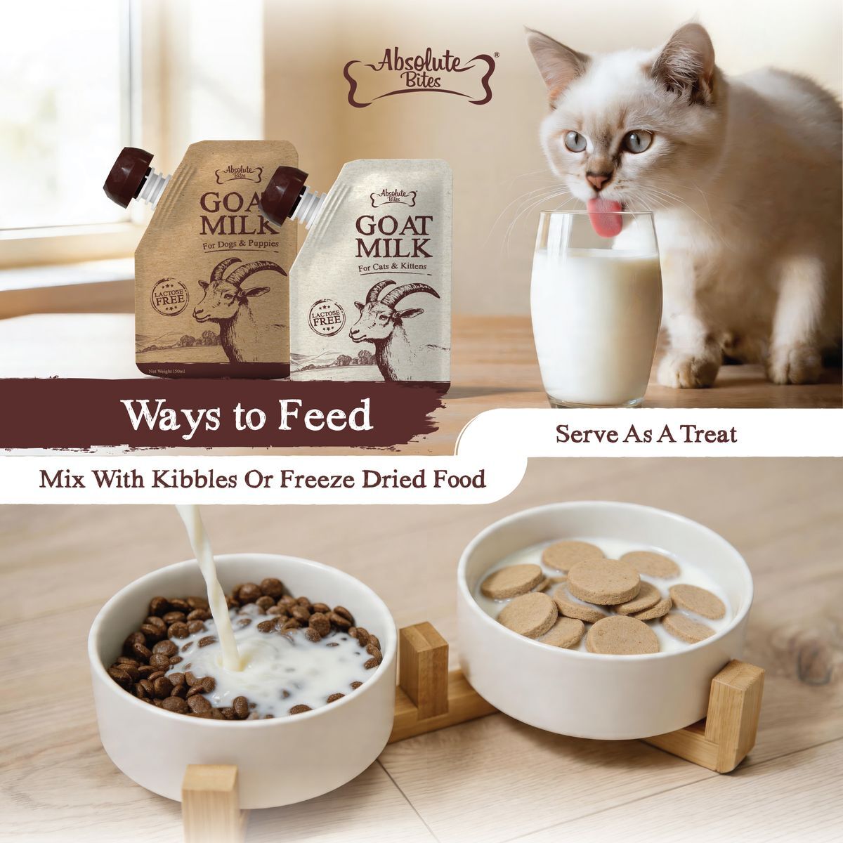Absolute Bites Goat Milk For Cats & Kittens 150ml