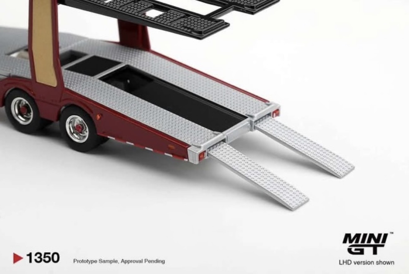 預訂Pre Order- MiniGT 1350 Scania 770S A6x4NA Car Transporter V8  50th anniversary + Car transporter Red