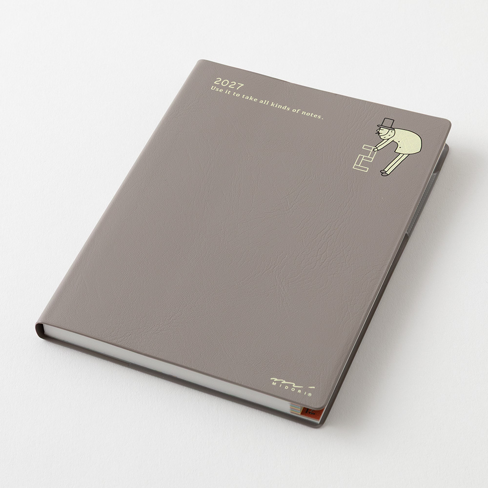MIDORI｜歐吉桑 Pocket Diary 2027手帳長形 (月單週方格 A6)