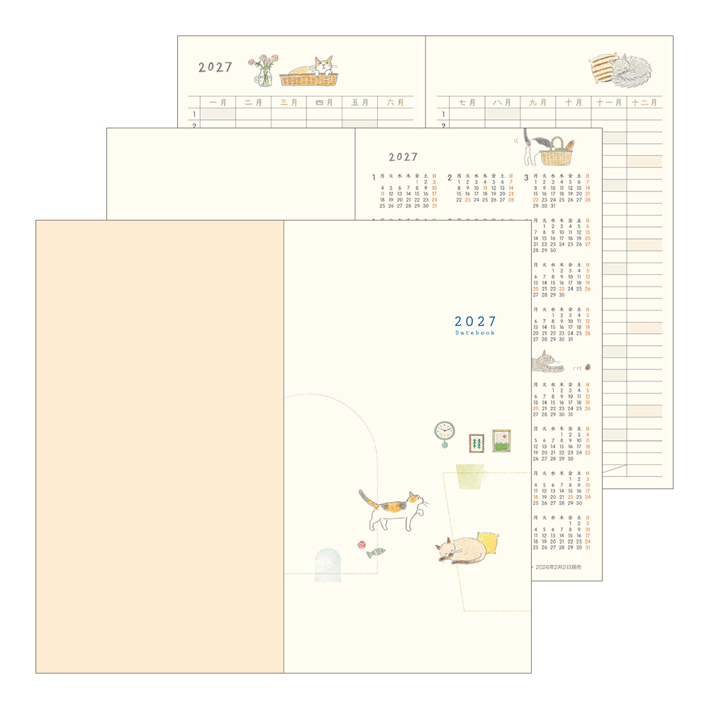 MIDORI｜B6 小貓 Pocket Diary 2027手帳 (月間)