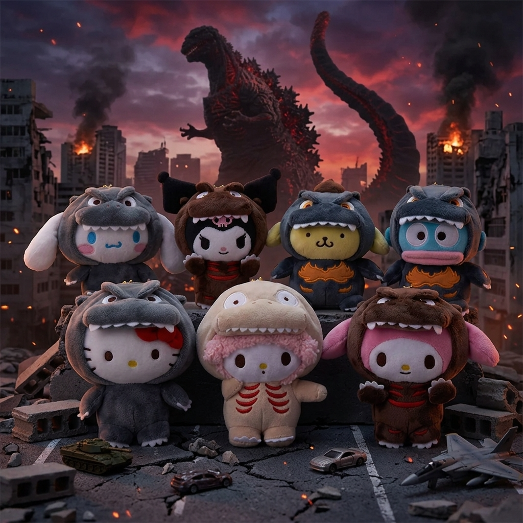 Sanrio x Godzilla 三麗鷗 哥吉拉 聯名 娃娃 吊飾 七款
