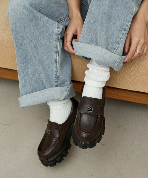MARY QUANT × PUBLUX / Flower Motif Platform Loafers