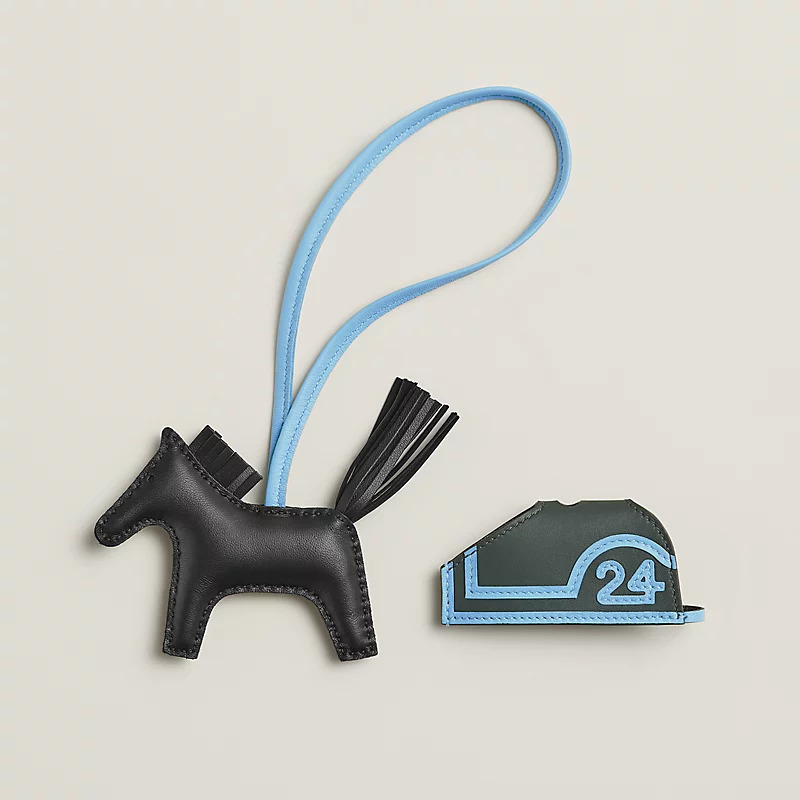 HERMES Rodeo Robeo 24 PM charm Noir / Vert Mangrove / Céleste