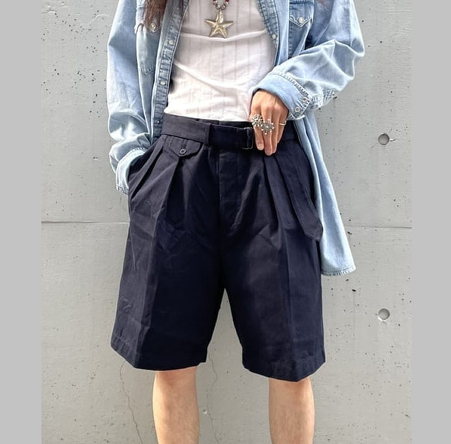 LAST SALE: KAPTAIN SUNSHINE RIVERA BERMUDA SHORTS - NAVY SIZE 3 PRE ORDER ITEM (預訂中)