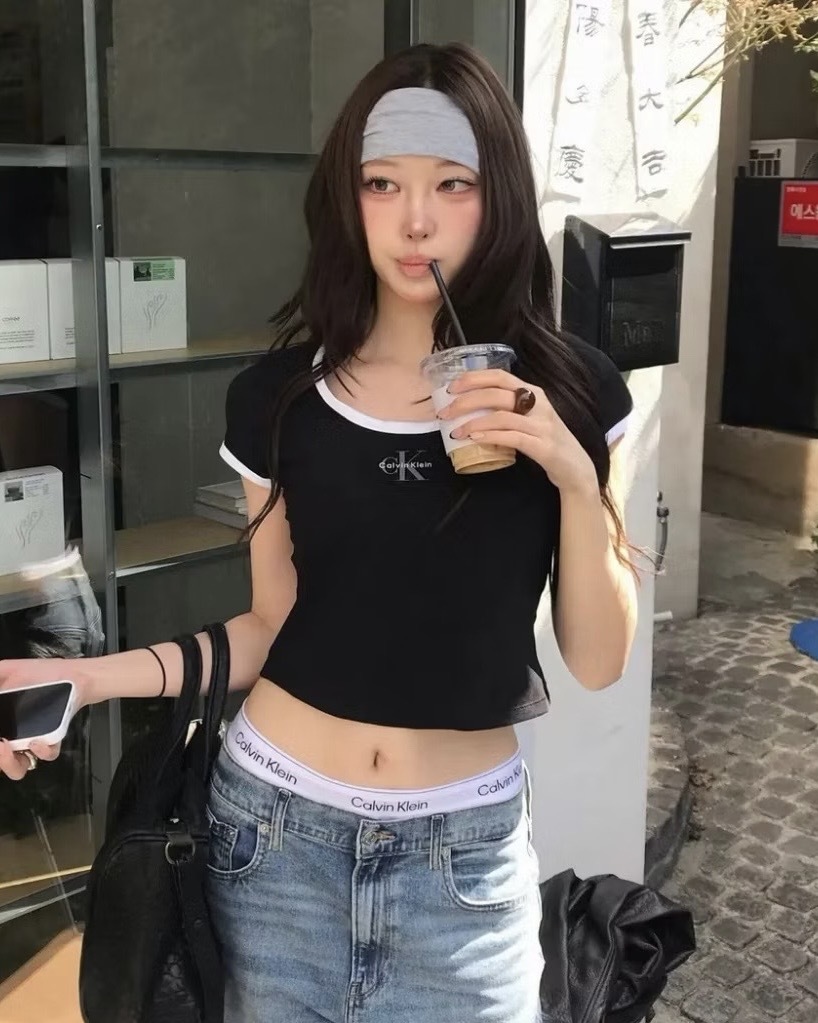 Calvin Klein CK 修身 滾邊 短版 短袖 三色