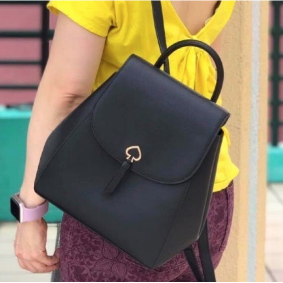 包郵優惠 Kate Spade Adel Medium Flap Backpack in Black Leather Style #2608