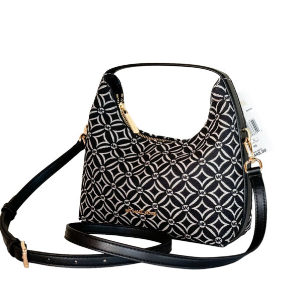 包郵優惠 Michael Kors Signature Ember Jacquard Small Messenger Black #2608