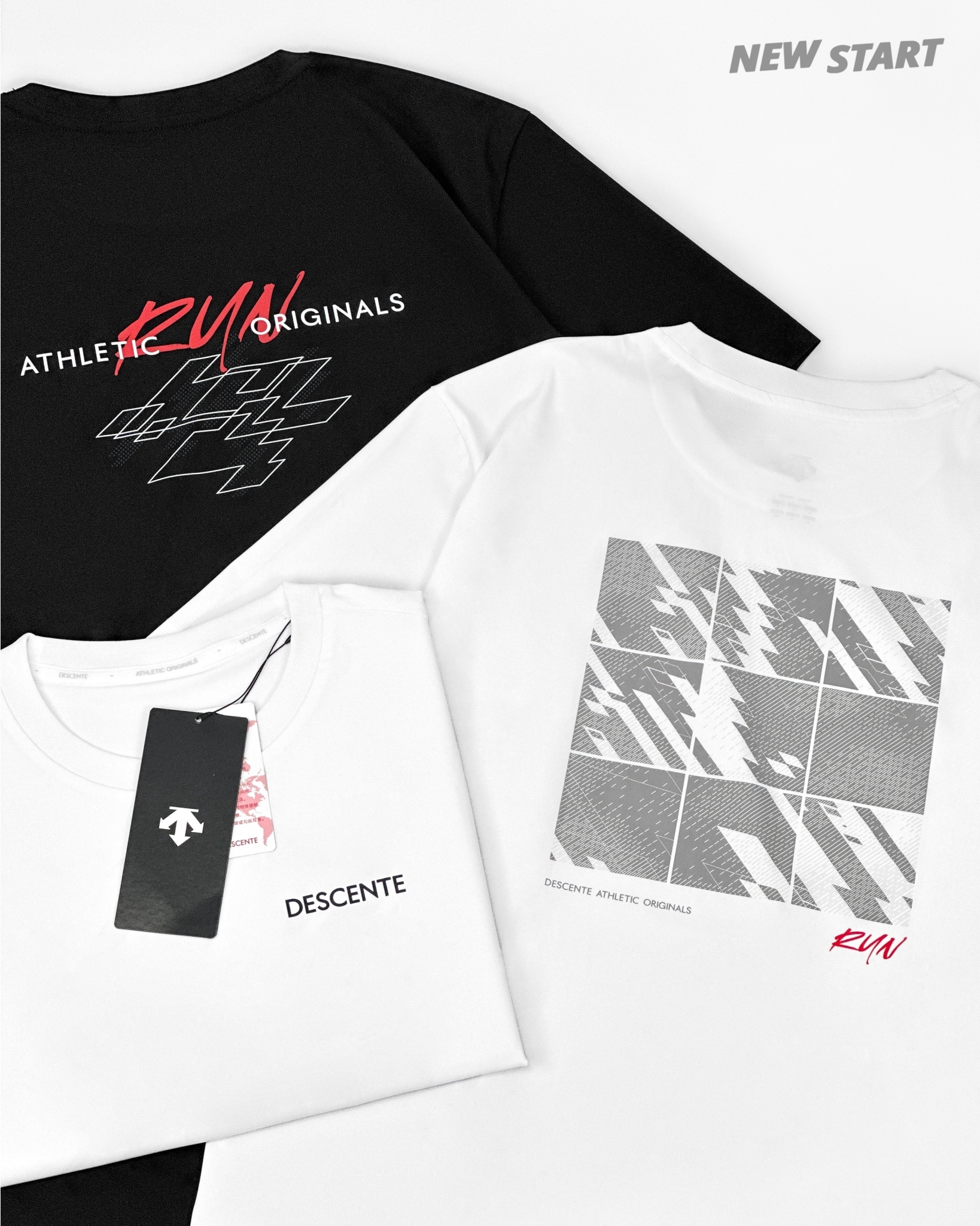 Descente 迪桑特 背後紅Run 短袖上衣 短T