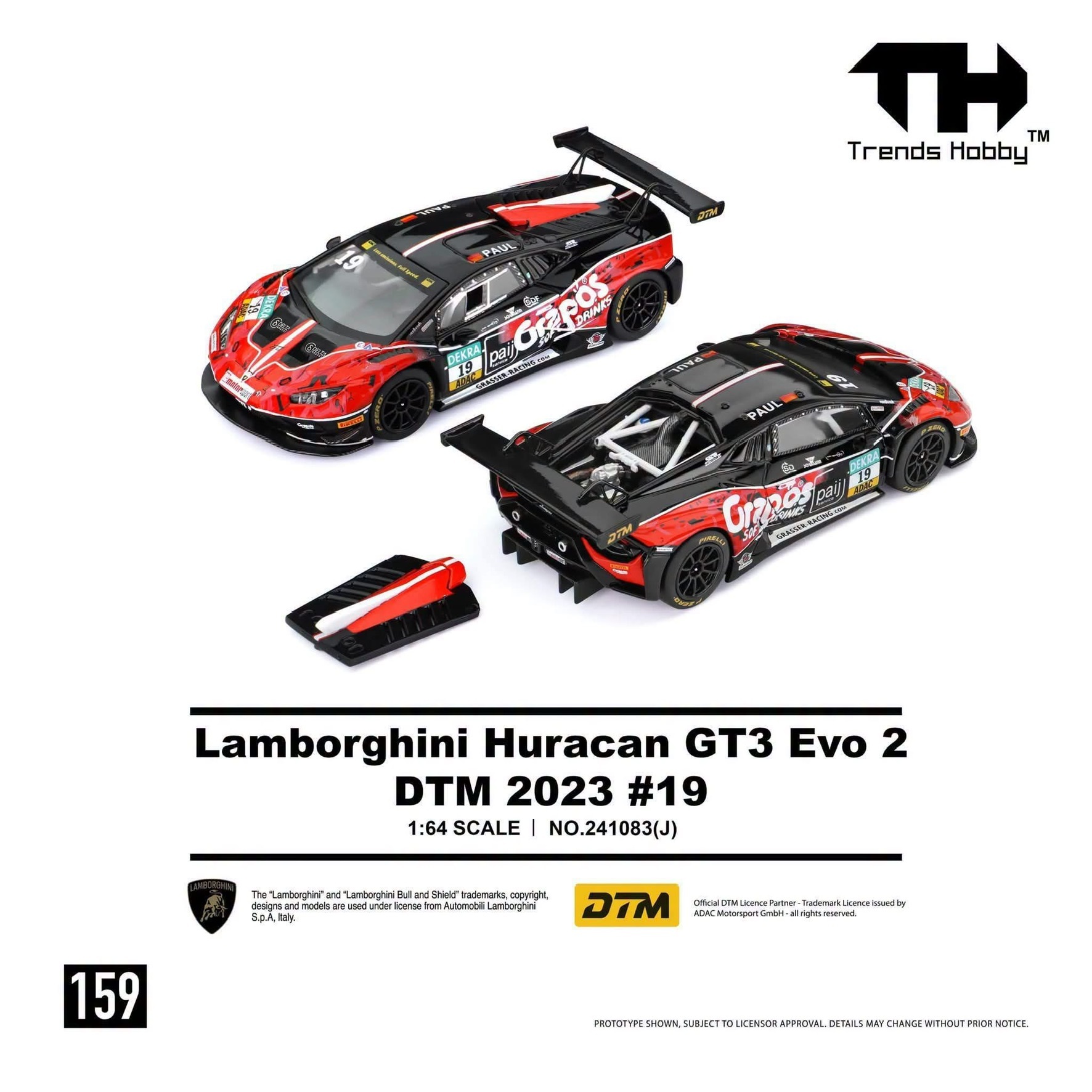 預訂 Pre Order - Trends Hobby 159 Lamborghini Huracan GT3 Evo 2 DTM 2023 #19
