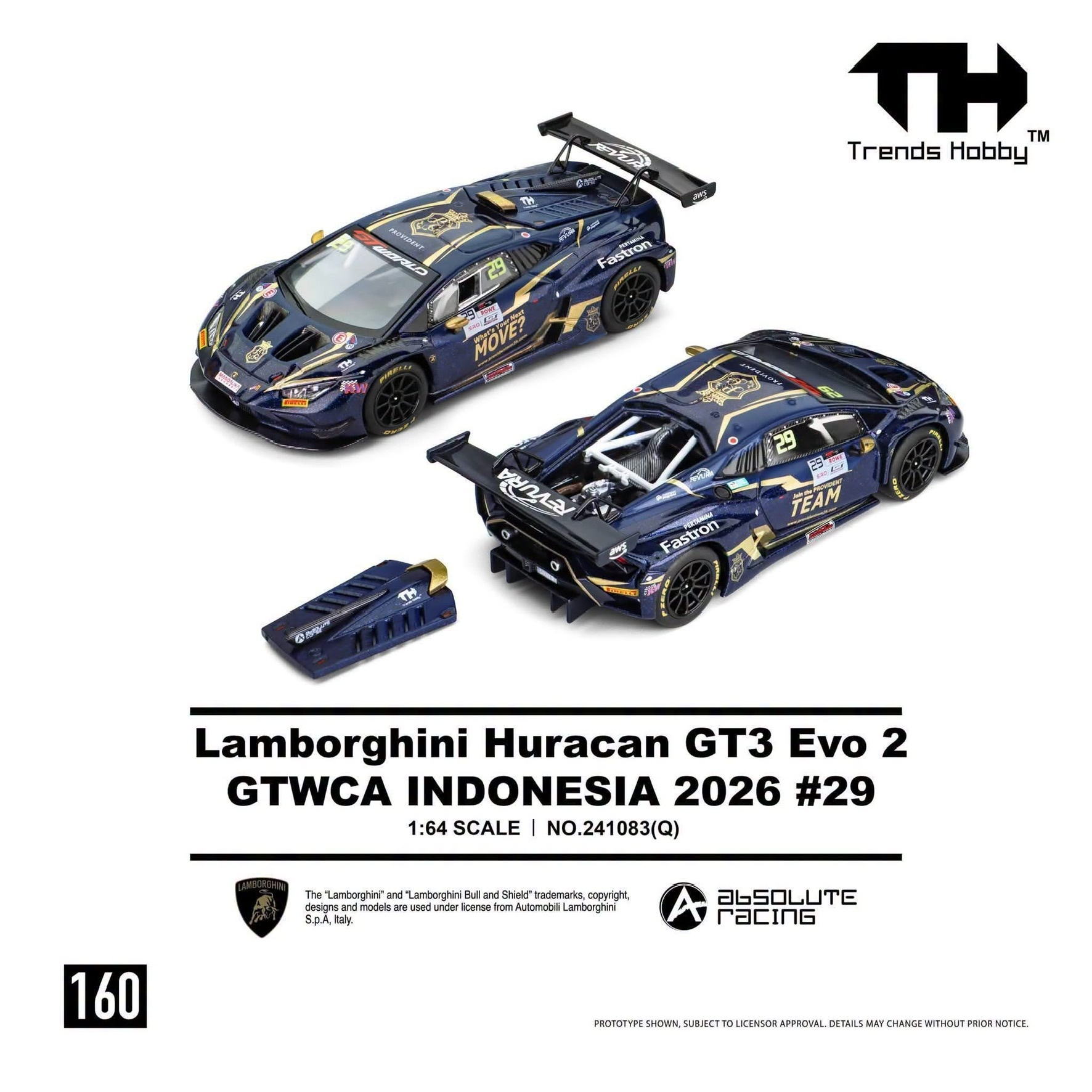 預訂 Pre Order - Trends Hobby 160 Lamborghini Huracan GT3 Evo GTWCA Indonesia 2026 #29