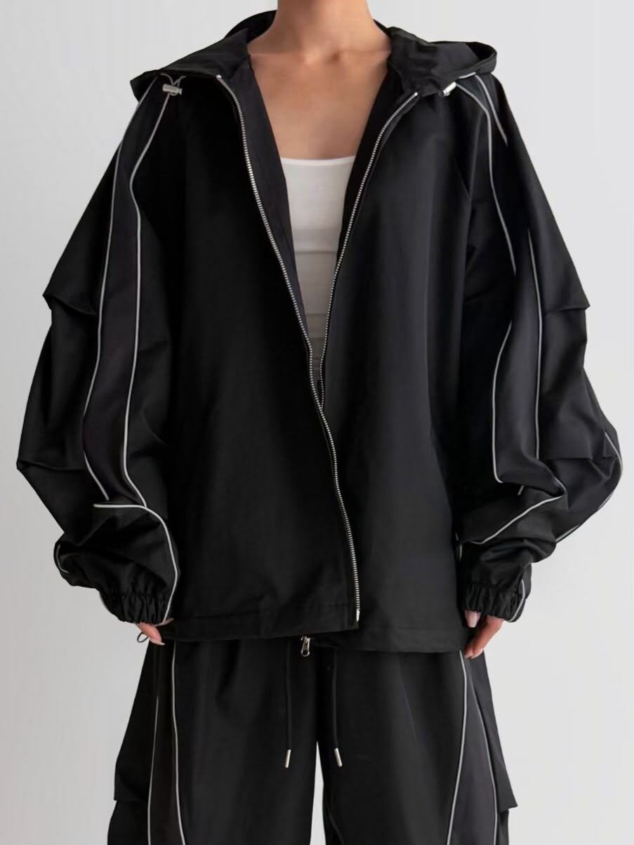 拼色連帽拉鍊外套 Hashtag-110JK