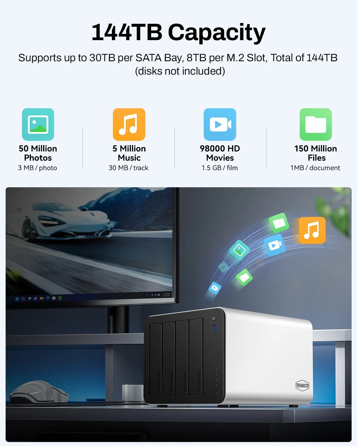 TerraMaster F4-425+ 4-Bay NAS｜Intel N150｜16GB DDR5｜3×M.2 NVMe SSD｜雙5GbE高速網路儲存伺服器
