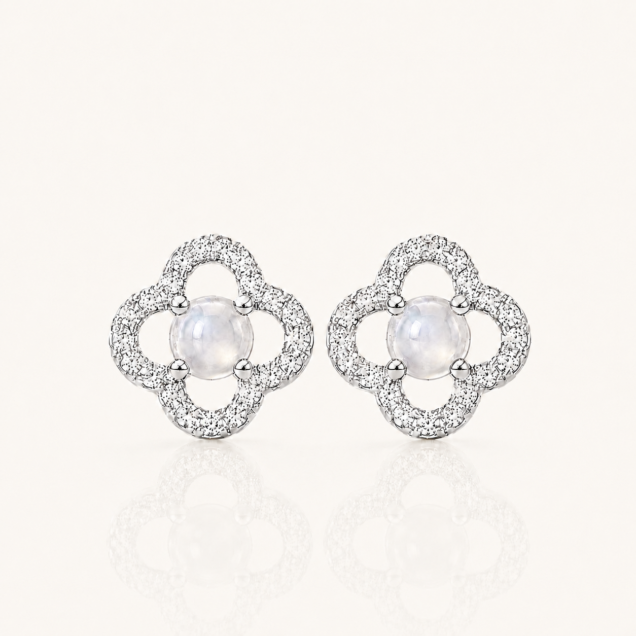 Clover Natural Jadeite Earring