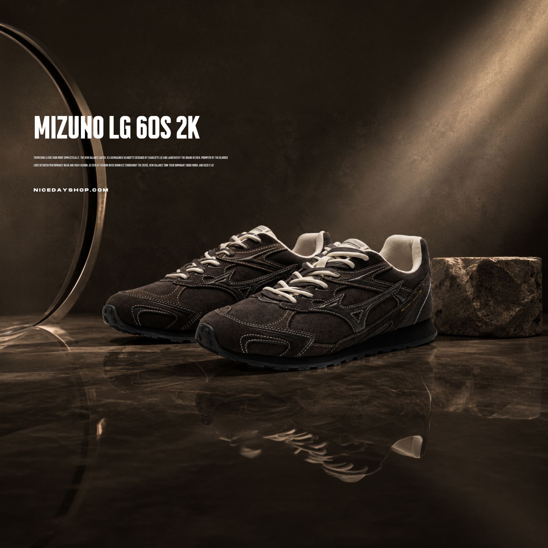 NICEDAY 代購 MIZUNO LG 60S 2K 摩卡 深棕 白縫線 咖啡 丹寧 麂皮 德訓 D1GH242118