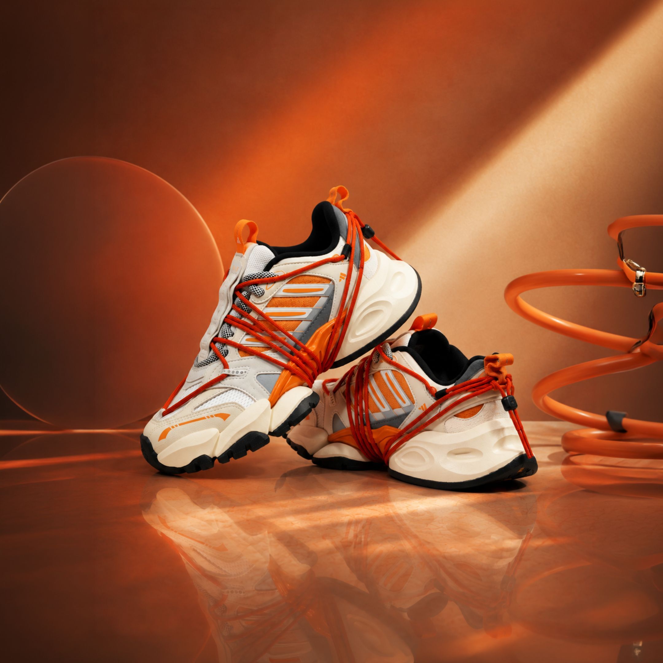 NICEDAY 代購 Adidas XLG RUNNER DELUXE 機甲鞋 巴黎世家 橘 白 白橘色 鞋帶 LA7036