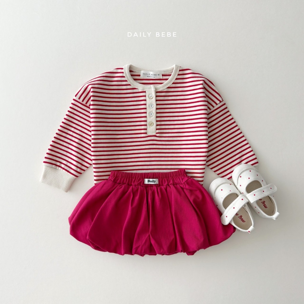 正韓秋Daily Bebe 三色亨利領條紋上衣