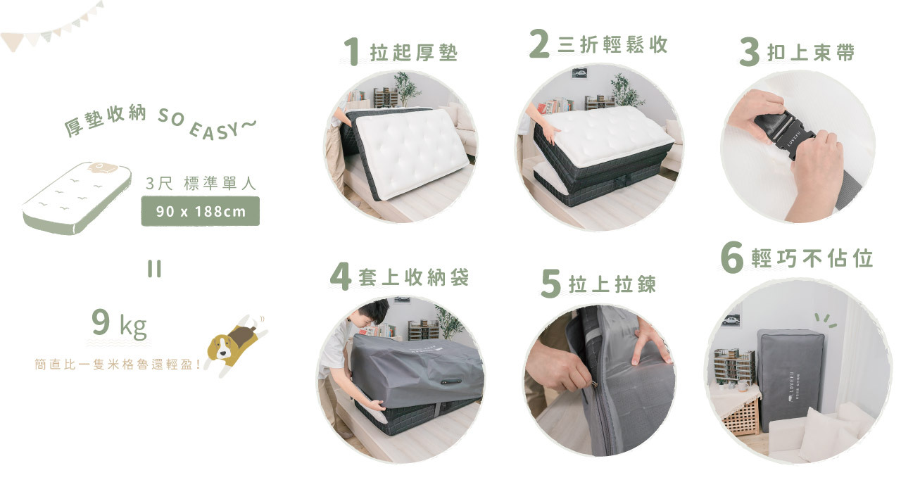 無光厚墊收納六步驟