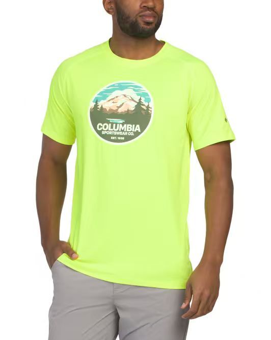 【預購】COLUMBIA H082501 男裝短袖上衣 (熒光綠)