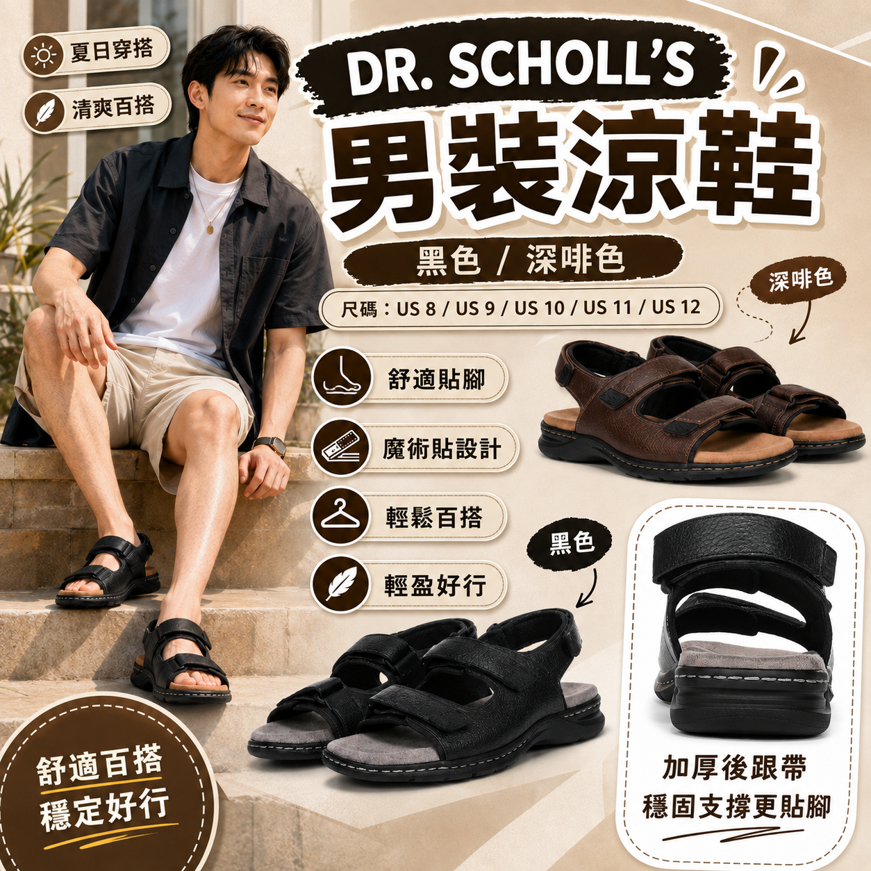 【預購】DR. SCHOLL'S H082503 男裝涼鞋