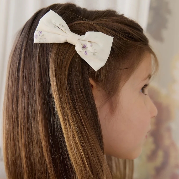 （預購）JAMIEKAY 花卉蝴蝶結髮夾 Organic Cotton Desiree Bow - Jade Floral