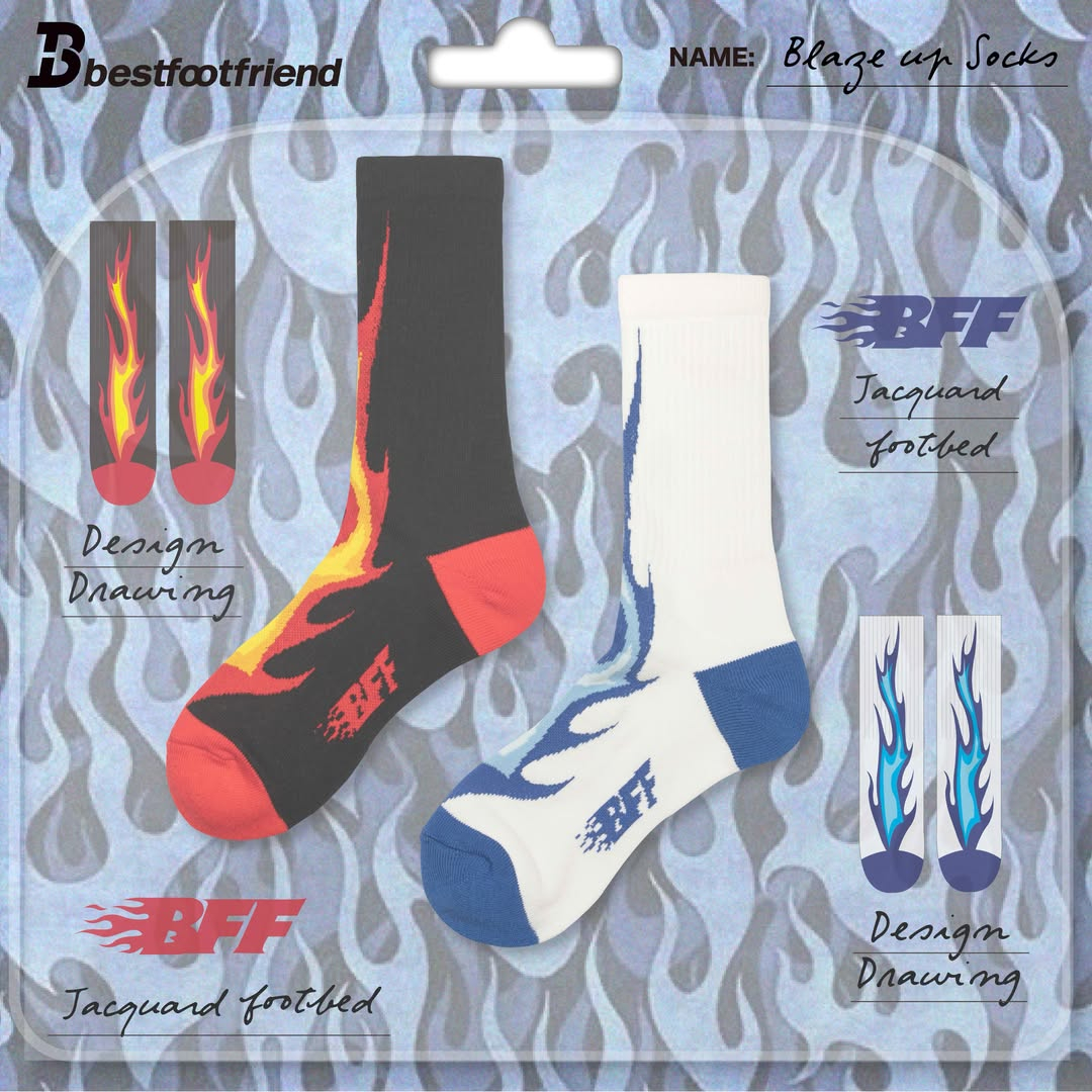 【車庫服飾】BEST FOOT FRIEND Blaze up Socks / 烈焰長襪