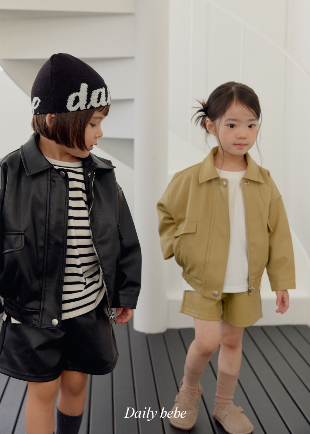 正韓秋Daily Bebe 兩色酷酷個性皮外套