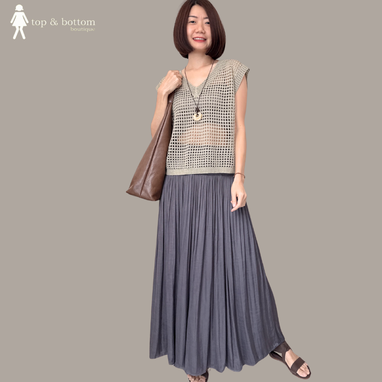 ELASTIC WAISTED SATIN LONG SKIRT