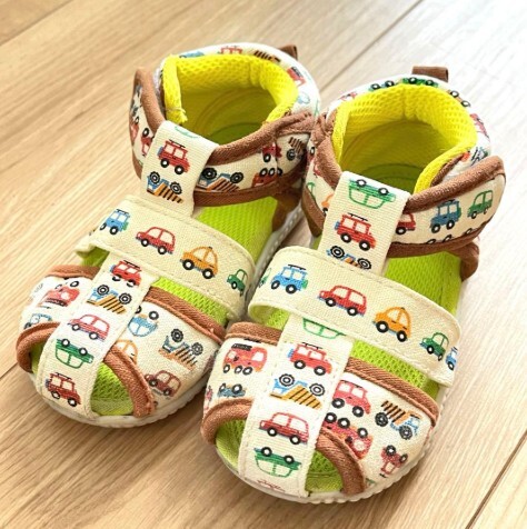 【Nishimatsuya】Kids Car Print Breathable Closed-Toe Sandals (15cm)