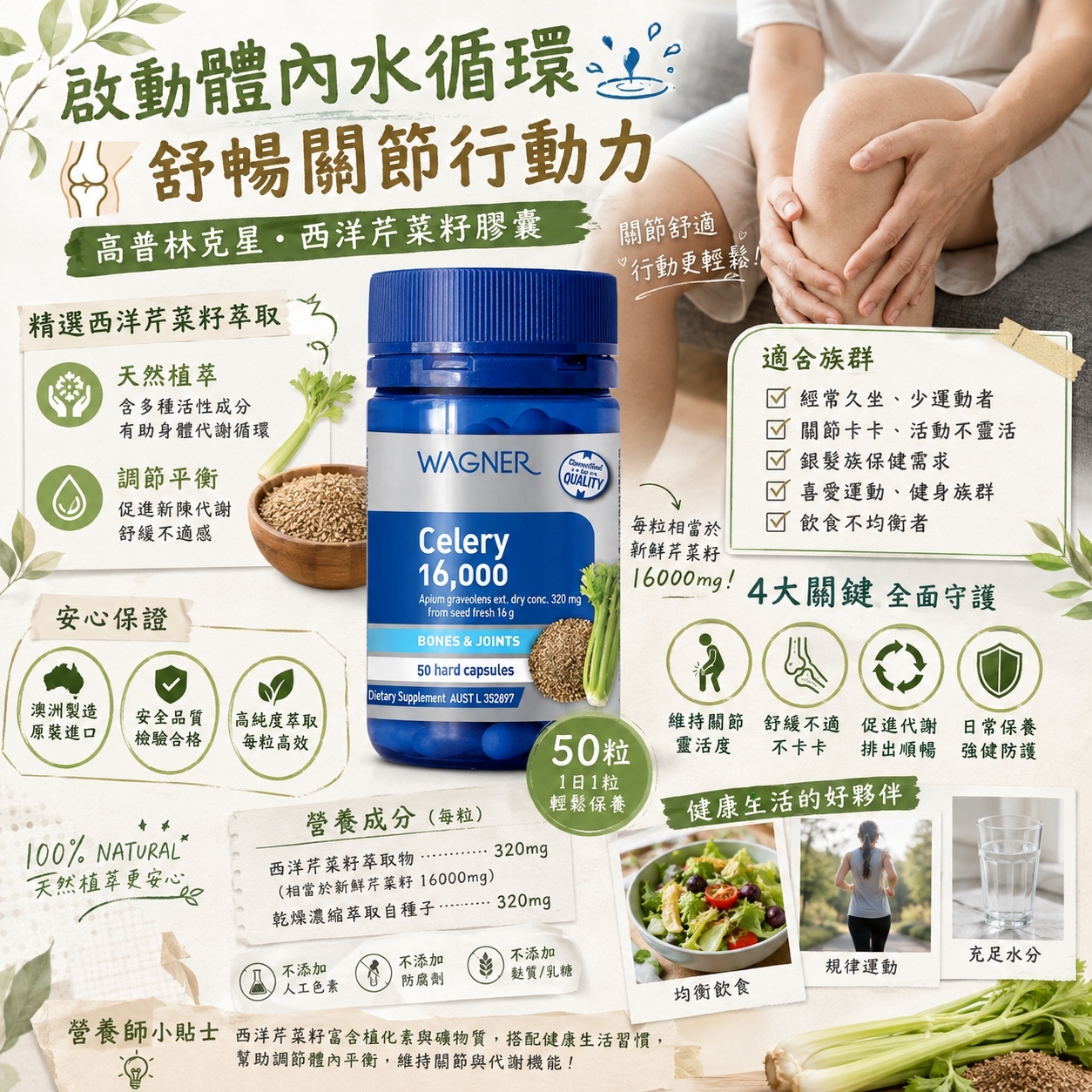 【預訂】AW082502 澳洲 WAGNER｜西洋芹菜籽膠囊｜50粒裝
