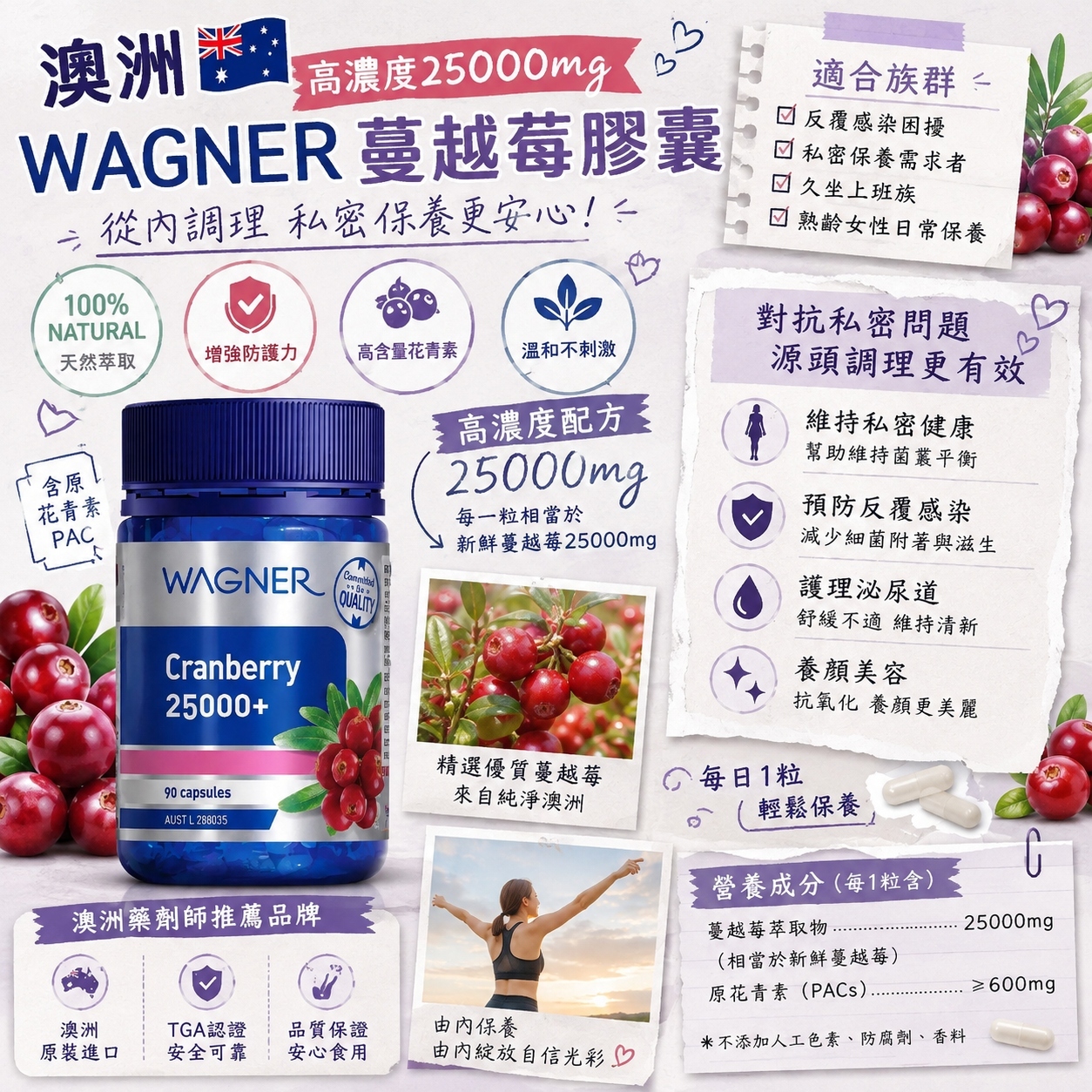 【預訂】AW082503 澳洲 WAGNER｜高濃度蔓越莓膠囊｜90粒裝