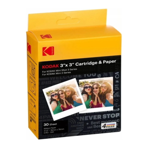 包郵優惠 Kodak ICRG-330 3x3" 專用即影即有相紙連墨盒 (30 張) #2608