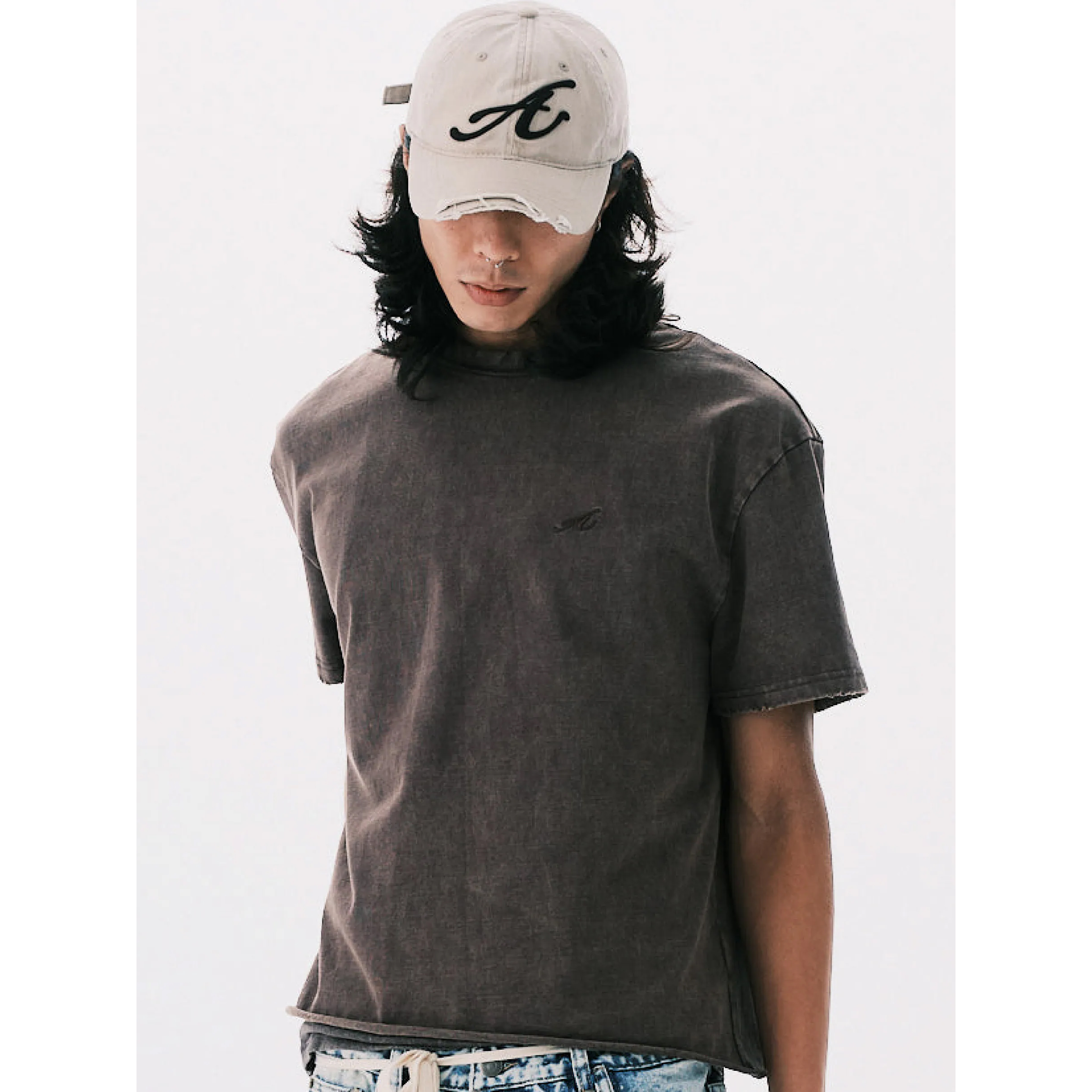ANOWHEREMAN "A" Washed Basic SS Tee