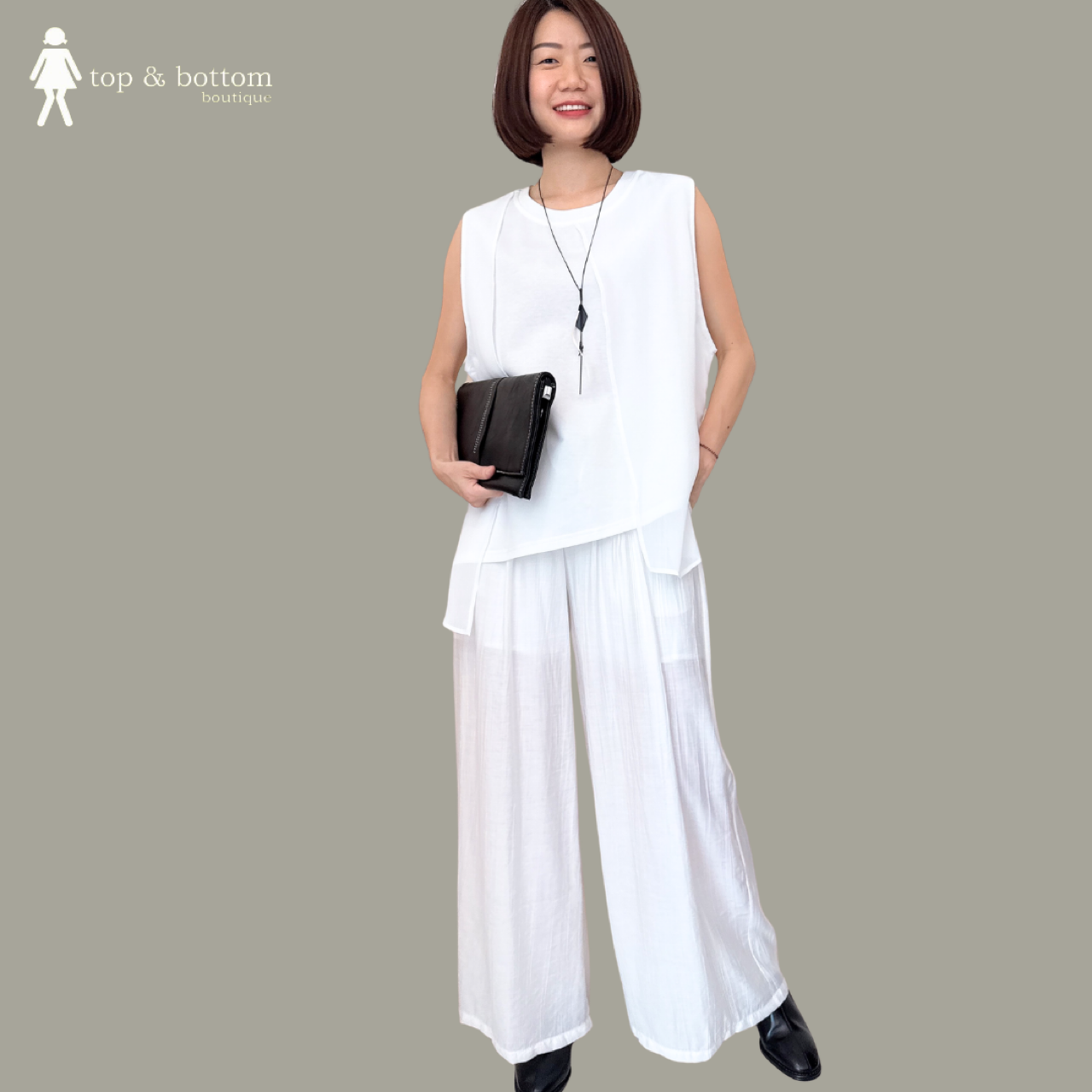 SLEEVELESS CHIFFON LAYERED FRONT CASUAL BLOUSE