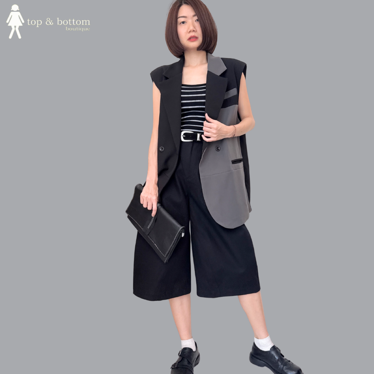SLEEVELESS TWO TONE OVERSIZE VEST