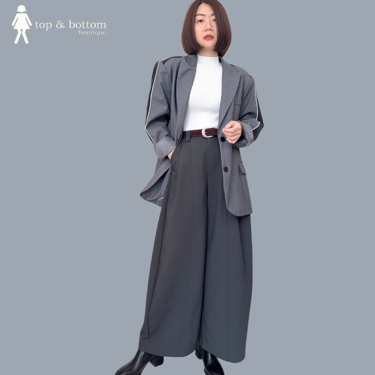 LONG SLEEVE STRIPED BACK OVERSIZE BLAZER