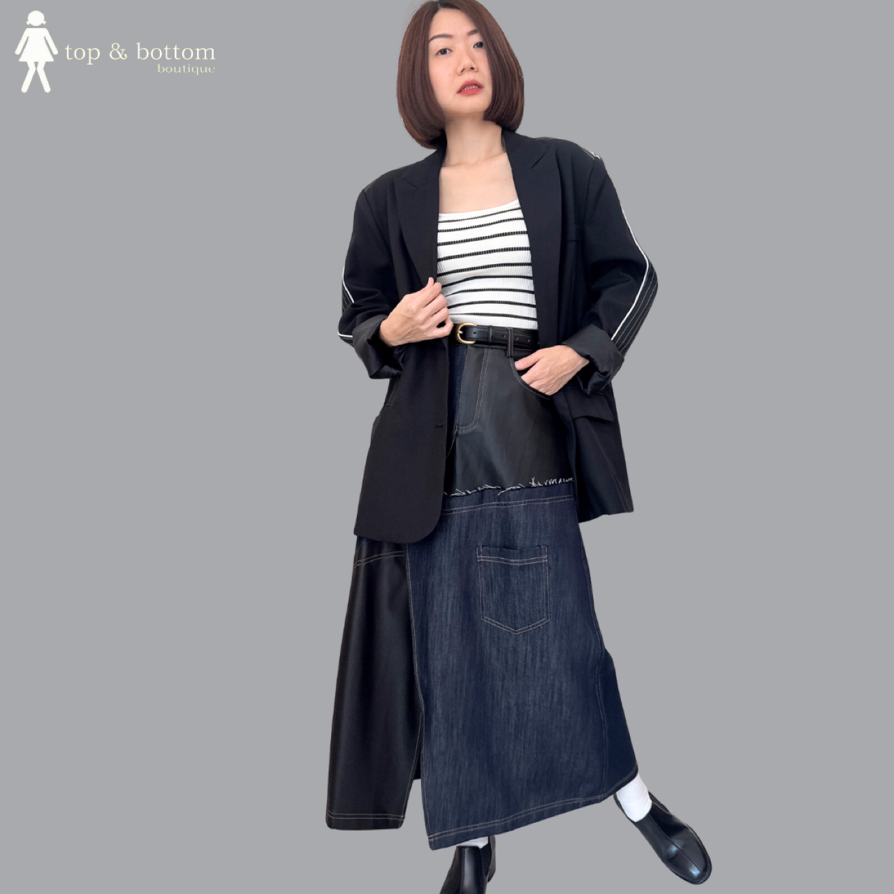 LONG SLEEVE STRIPED BACK OVERSIZE BLAZER