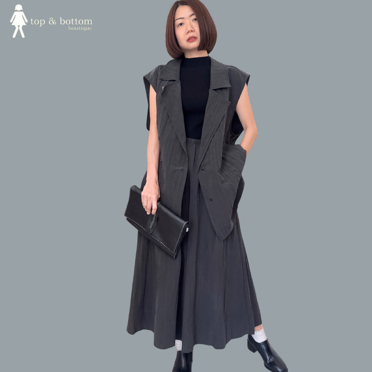 ELASTIC WAISTED WRINKLED WIDE LEG PANT